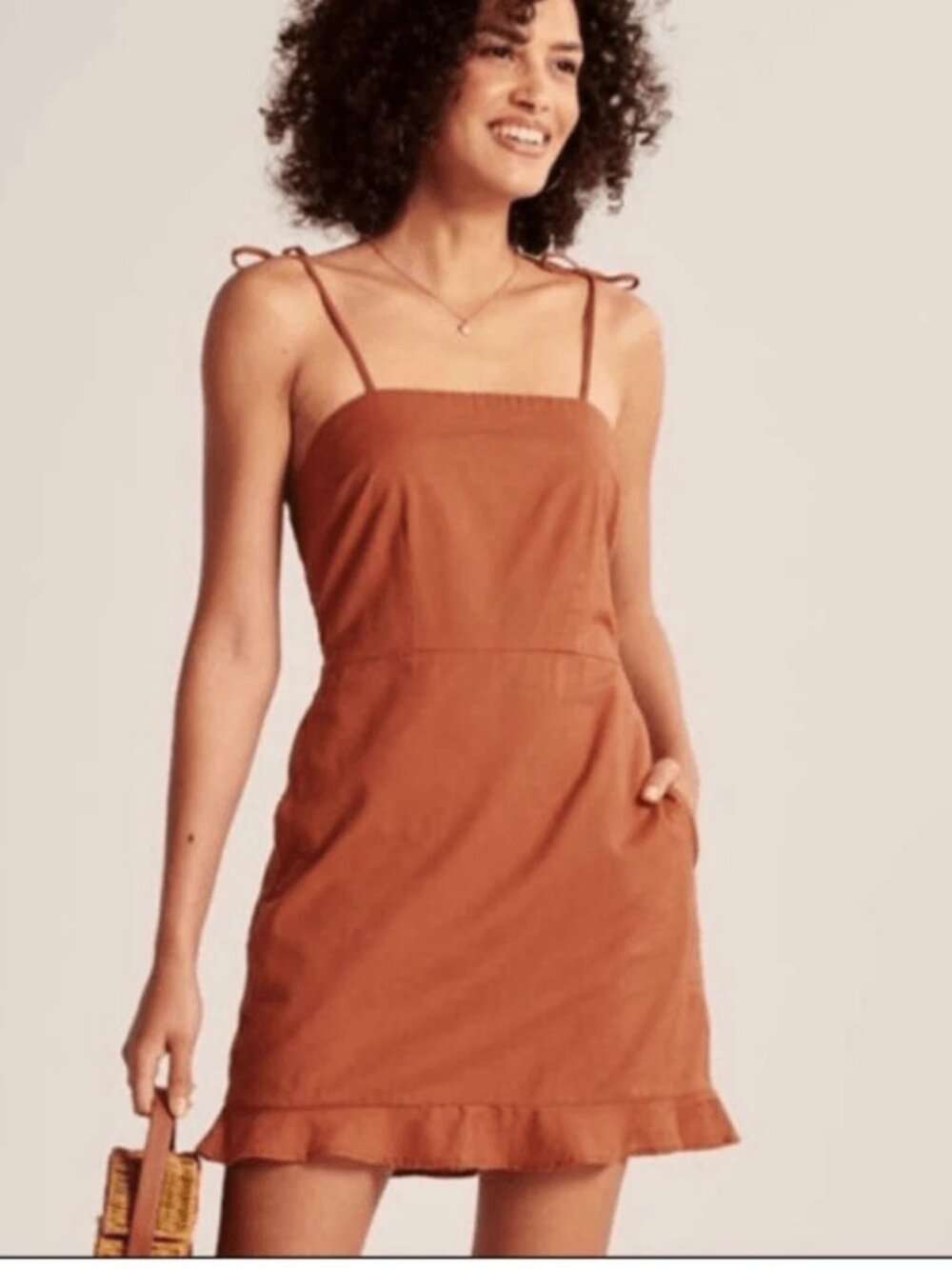 Abercrombie & Fitch Rust Tie-Strap Mini Dress
